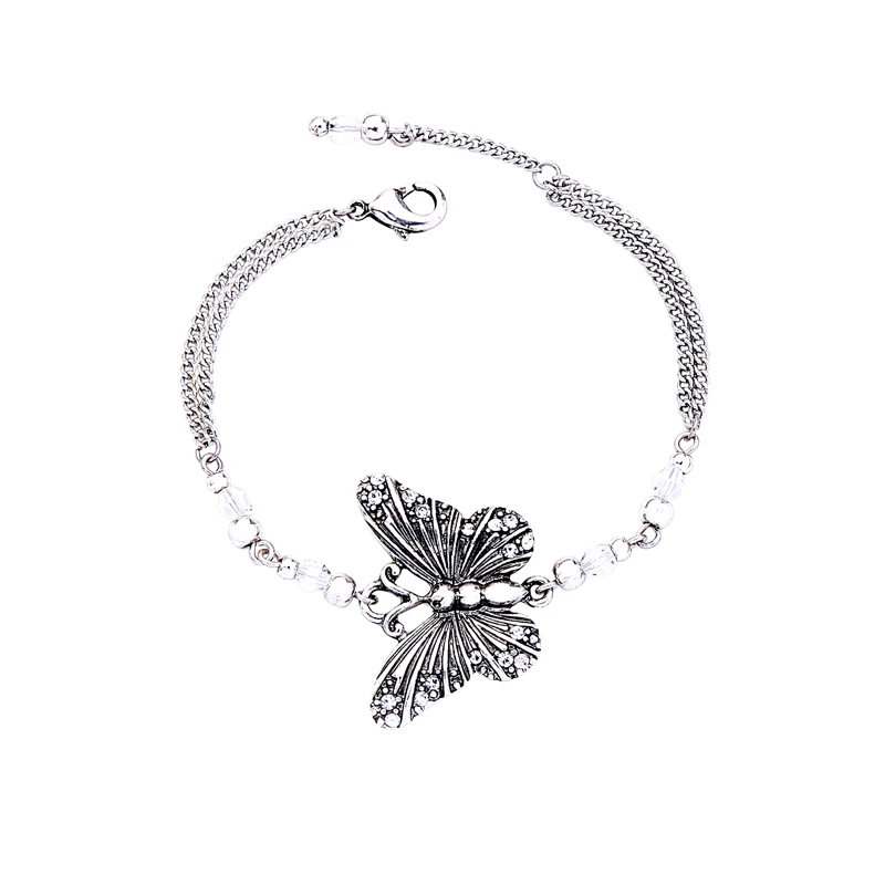 

sl0015d 2019 Summer Handmade Vintage Silver Butterfly Charm Silver Bracelet Jewelry For Women, Gold