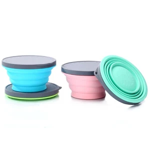 Image of High quality FDA silicone collapsible bowl with lid for travel and camping
