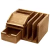 Natural Bamboo Wood Desktop Office Supplies Storage Organizer / Mail Sorter / Post It Note Memo Pad Holder