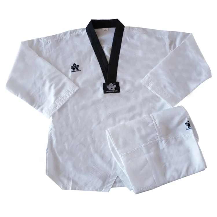 

Hot sale white ultra light mesh martial arts uniforms polyester / cotton taekwondo master uniform