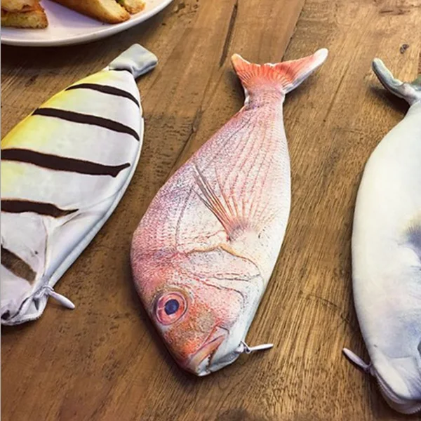 2023 South Korea stationery 2023 ideas fashion Sea Fished Shaped Canvas Pen Bag pencil case