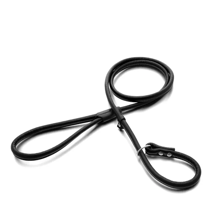 High Quality Soft Rolled Leather Slip Lead Dog Leash Durable Pu Leather