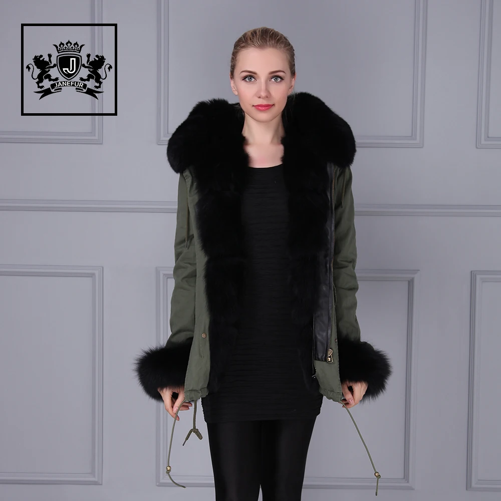 

European Style fox fur hood fake fur lined parkas women coats, Oem customized color