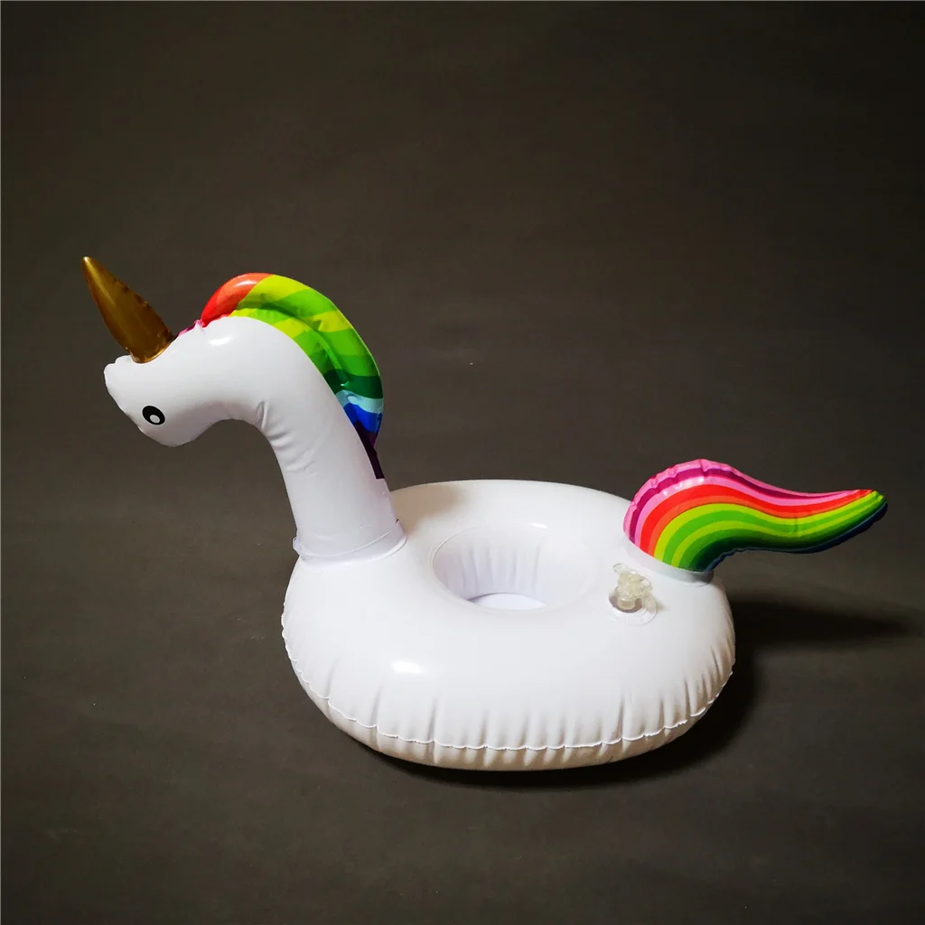 PVC Inflatable floating unicorn beer can drink holder