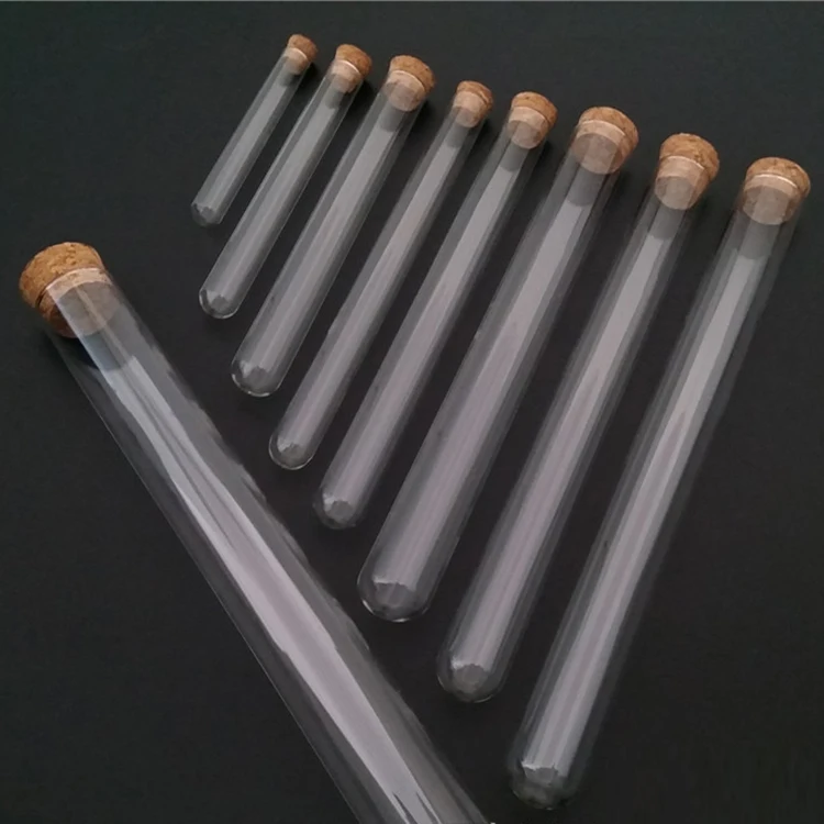 Glass Tubes 10PCS 60ml/2oz Empty Clear Borosilicate Glass Test Tubes Flat Test Tubes With Cork Stoppers Vials Jars Container Holder Message Bottle For Scientific Experiments Bath Salt Tea Candy Party Favor Beakers