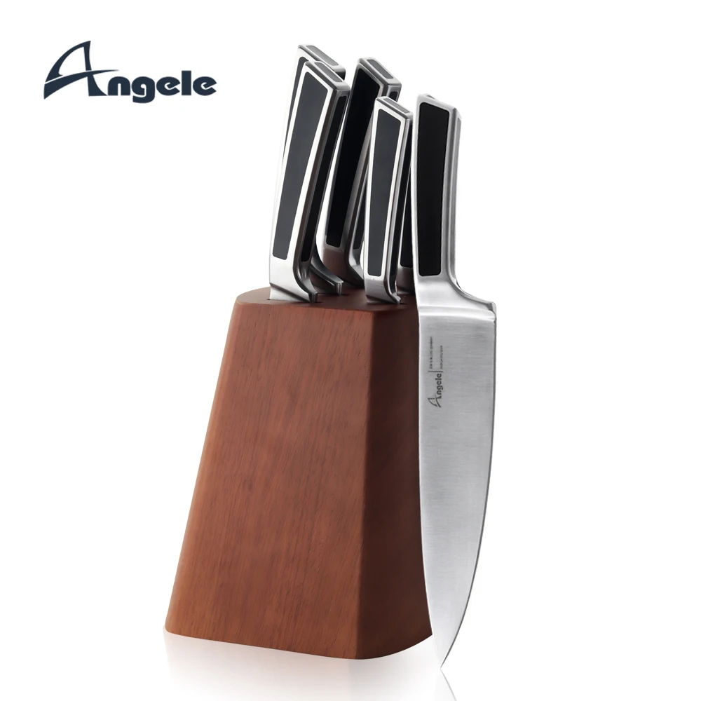 5 Pieces Japanese Kitchen Knife Set With Wood Block Kitchen Knife Set