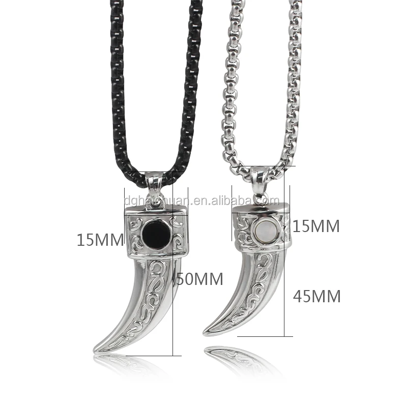

OUMI Fashion Men's Silver&Gold Stainless Steel Powerful Crescent sickle stone Pendant Necklace, Customize