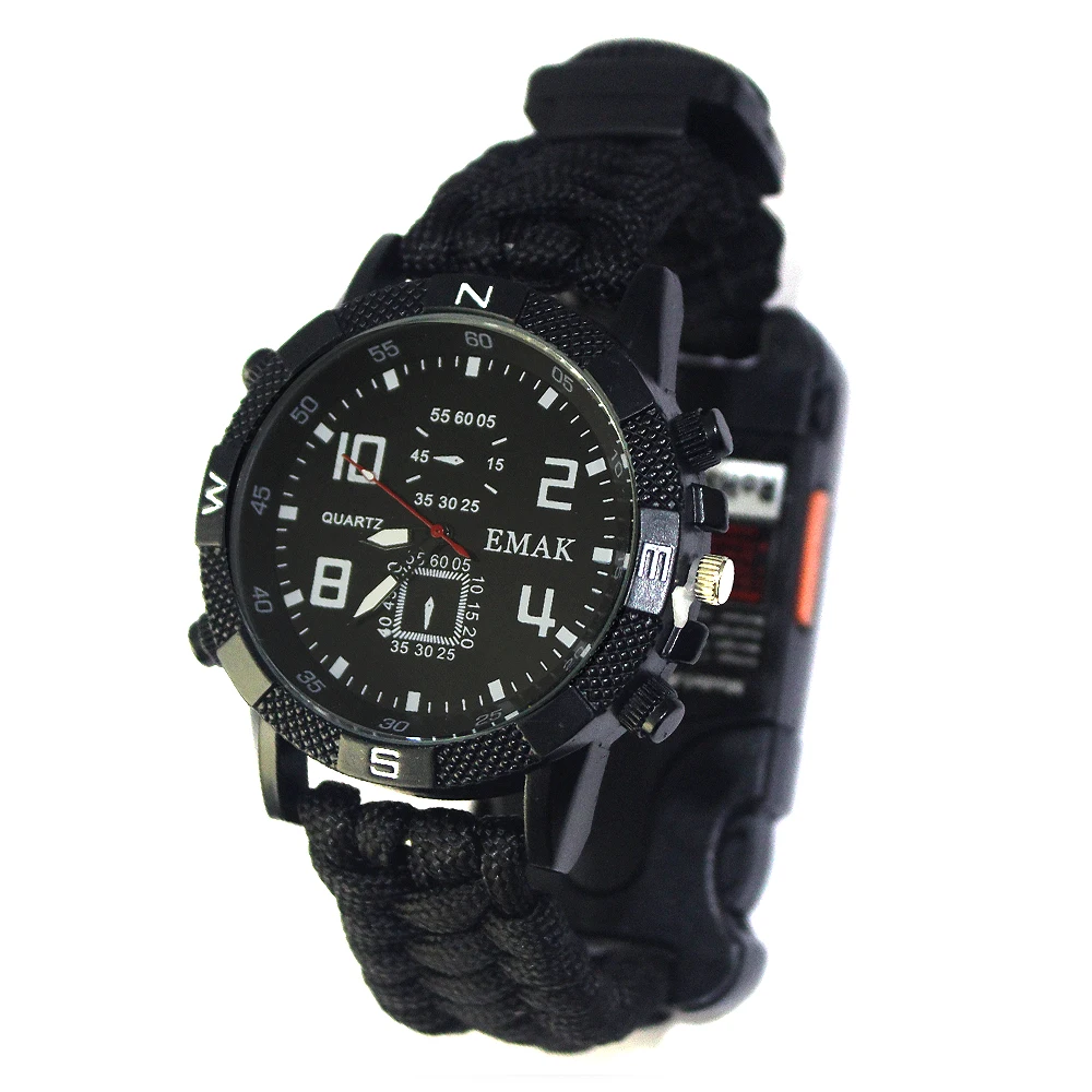 

Amazon hot sales camping Survival Tactical Compass Bracelet watch for Camping Hiking