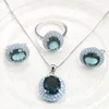 Silver Color Oval Shaped Faceted Crystal Jewelry Set
