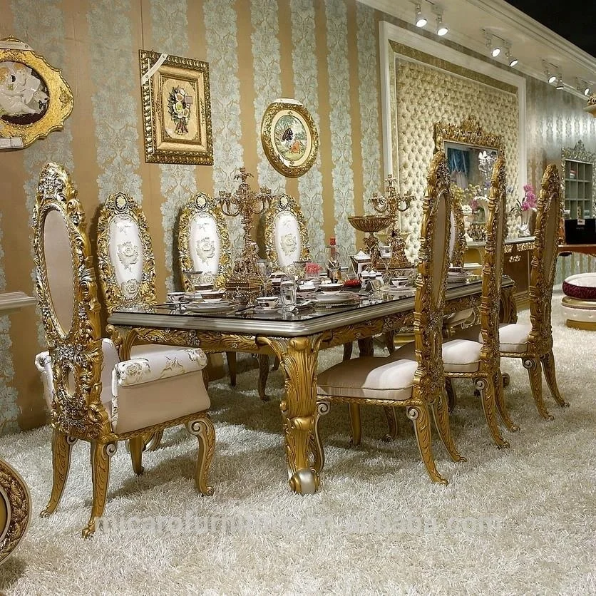 
Deluxe exquisite new model Italian style wood carving rectangular royal palace dining table  (60585800104)