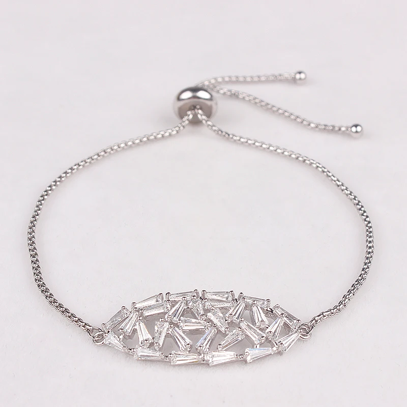 

Hot Sales CZ Crystal  Chain Bracelet in White Gold Plated