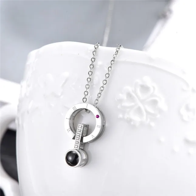 

2019 New Arrival 100 Languages I LOVE YOU Memory Of Heart Necklace, Silver/gold color