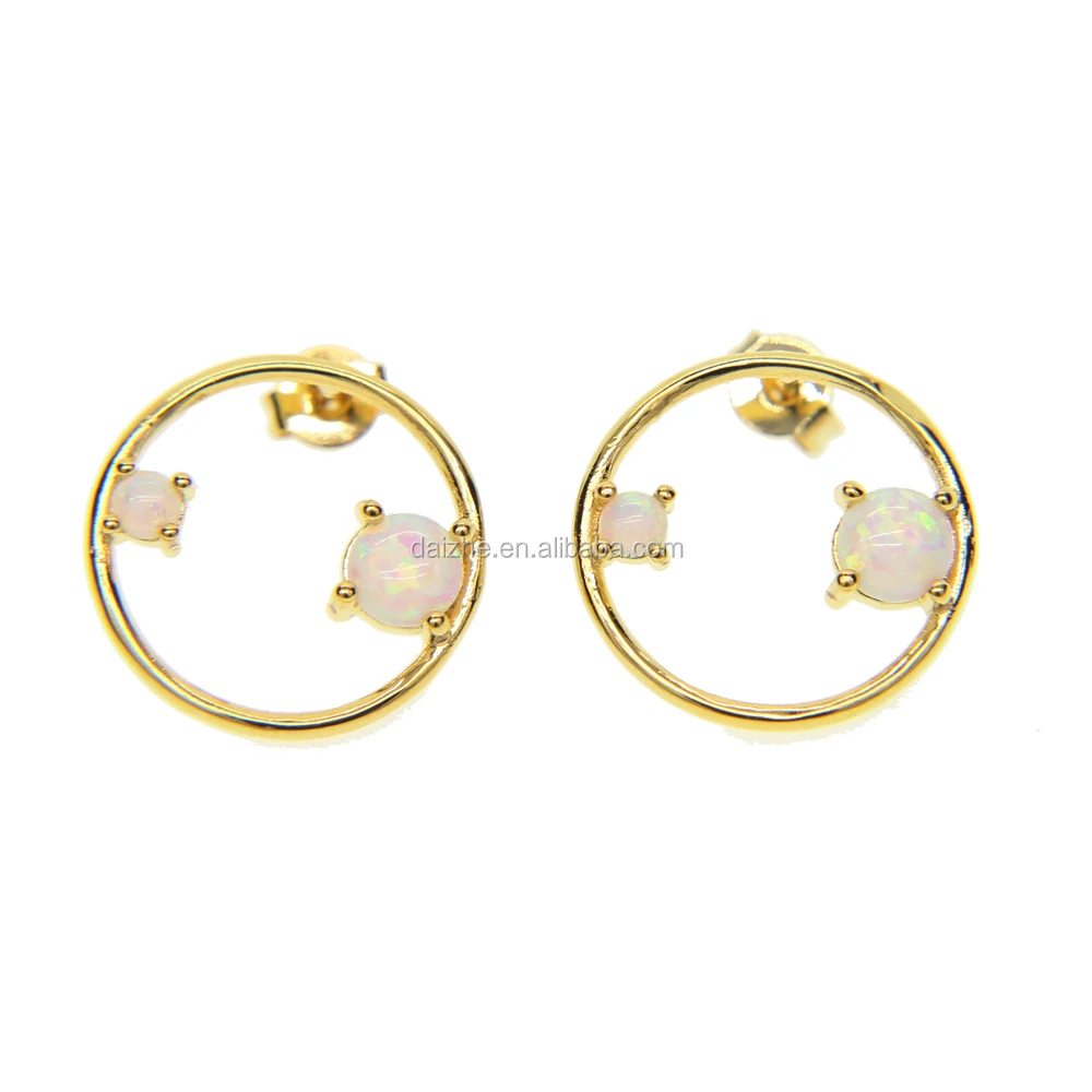 

2021 women ladies fashion jewelry fire opal unique big circle round geometric earring