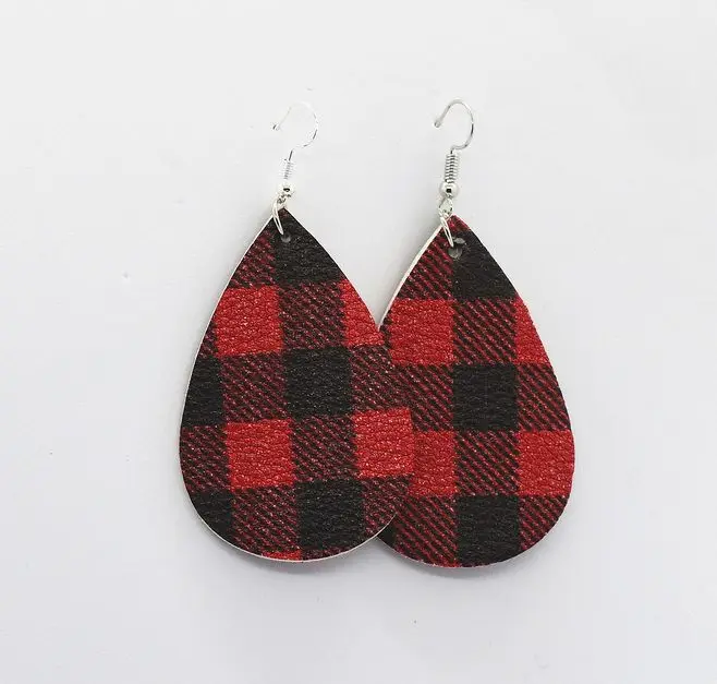 

Popular items fashion faux leather earring plaid pu leather earring jewelry for women, Christams plaid,black,plaid,yellow plaid,etc.