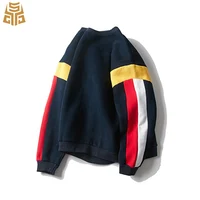 

Winter Promotion Crewneck Contrast Color Stripe Sleeve Splice Hoodies Sweatshirts Free Shipping Hoodies Men