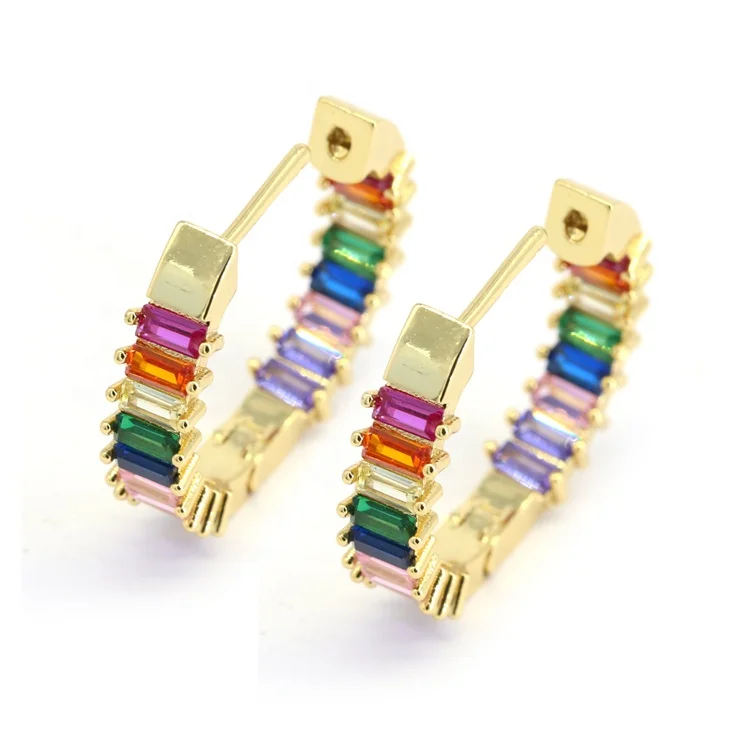 

Guangzhou 2019 cz Wholesaler Women Favorite New Jewelry Rainbow Brass Earrings