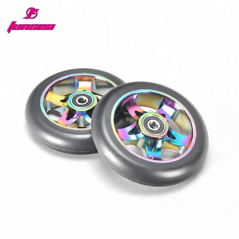 

New design hot wholesale durable PVD 5-spoke alloy aluminum core scooter big wheels kick scooter wheels, Color plating or requirement