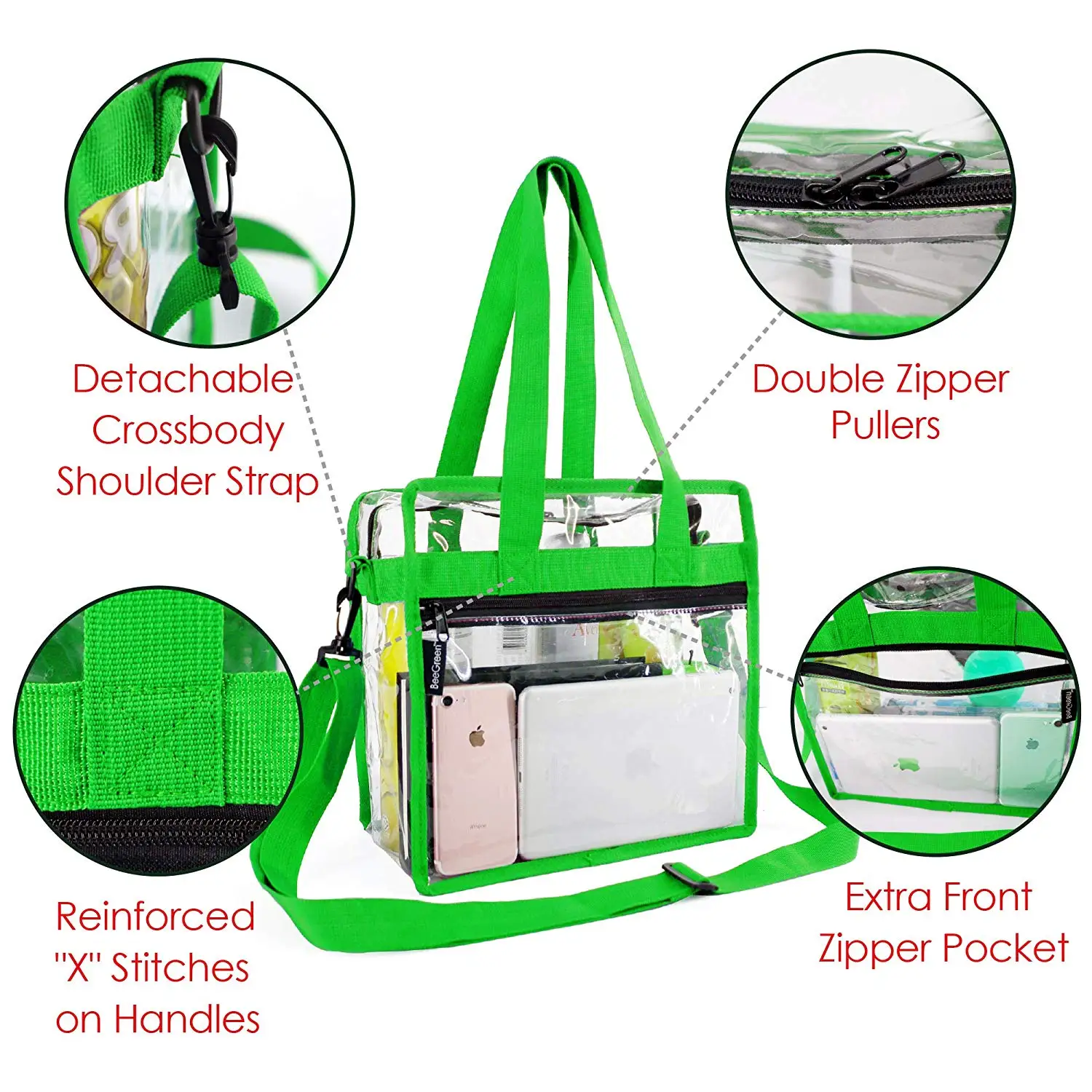 Clear Bags Front Pocket And Shoulder Carry Handles Security Approved ...