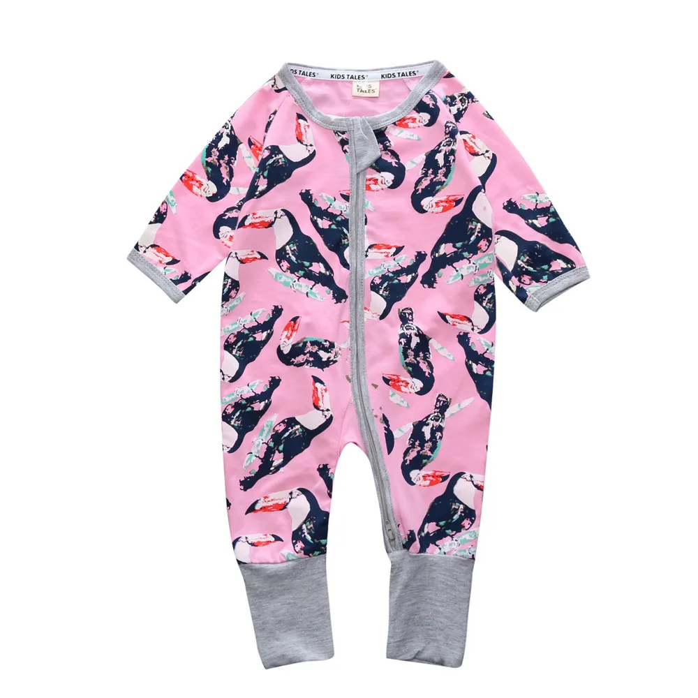 

Custom Your Branded Baby Bird Printing Overall Organic Cotton Romper, As pictures or as your needs