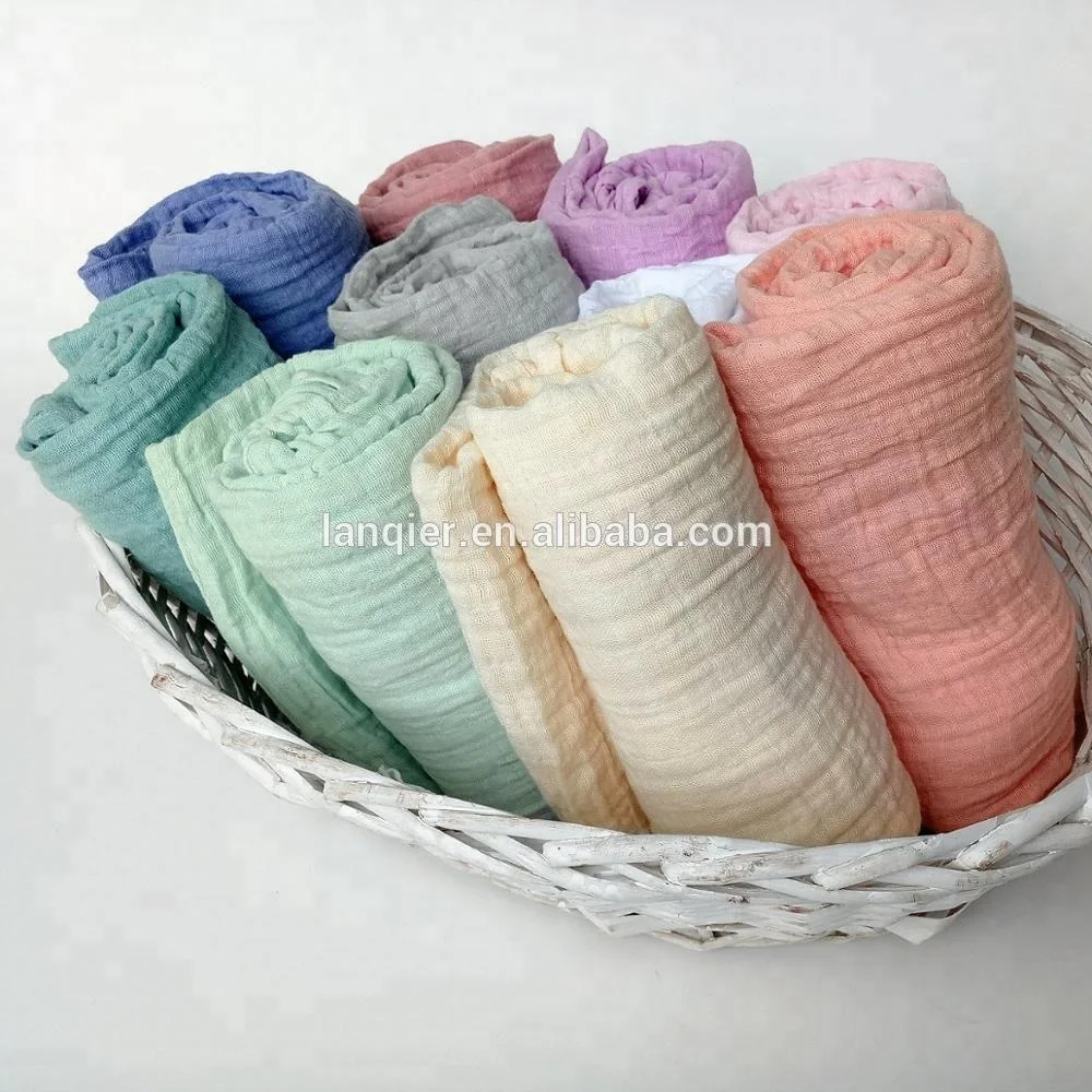 

100% Cotton Muslin Squares Baby Swaddle Blankets solid color