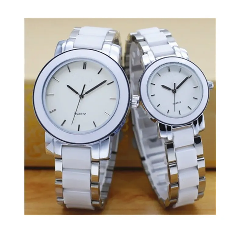 Hot fashion couple ceramic watch, vogue alloy case quartz pair watch, popular wholesale crystal face ceramic watch