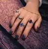 New Bohemia Vintage Design Tibetan Antique Gold Color Crystal Ring for Women Men 4pcs/Set Boho Jewelry Beads Ring Set