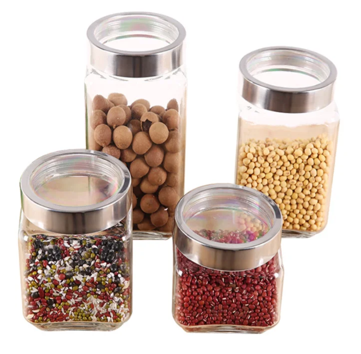 Flint glass 2500 ml storage tins with lids