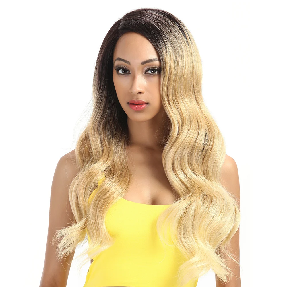 

Noble Hair Lace Front ombre blonde Wig 28 inch Long wavy red african american Synthetic Wigs For Black Women 2 COLOUR Free Ship