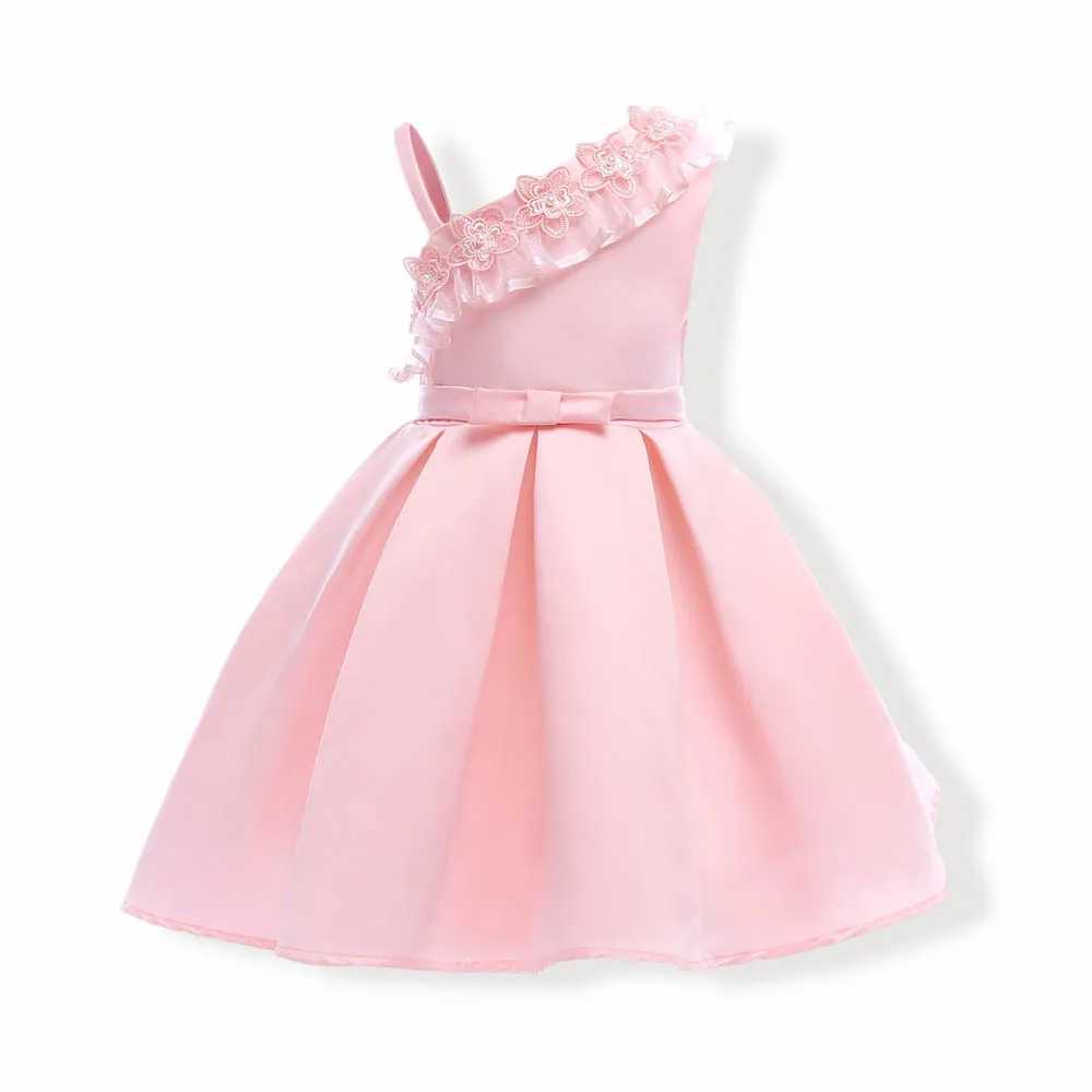 

one-shoulder pari dress for baby girl in pink color