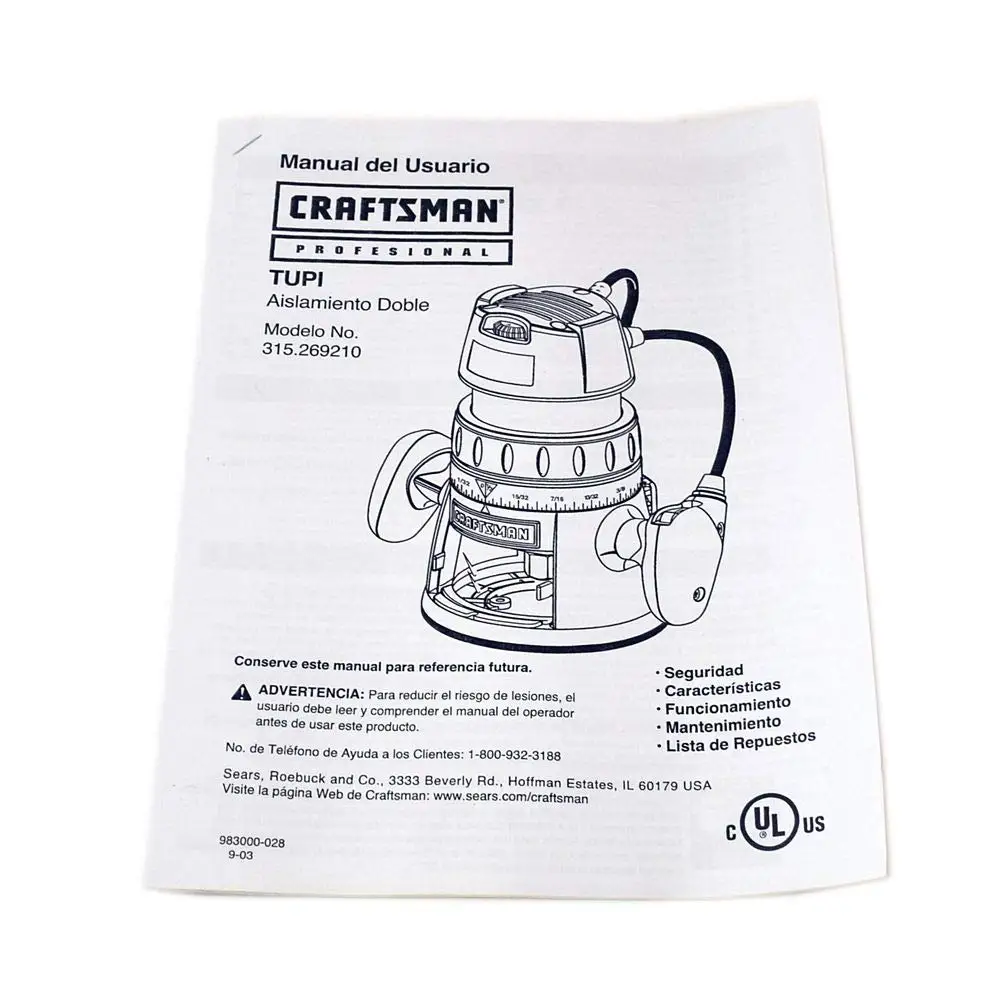 Get Quotations · Craftsman 983000-028 Router Owner's Manual Genuine  Original Equipment Manufacturer (OEM) Part