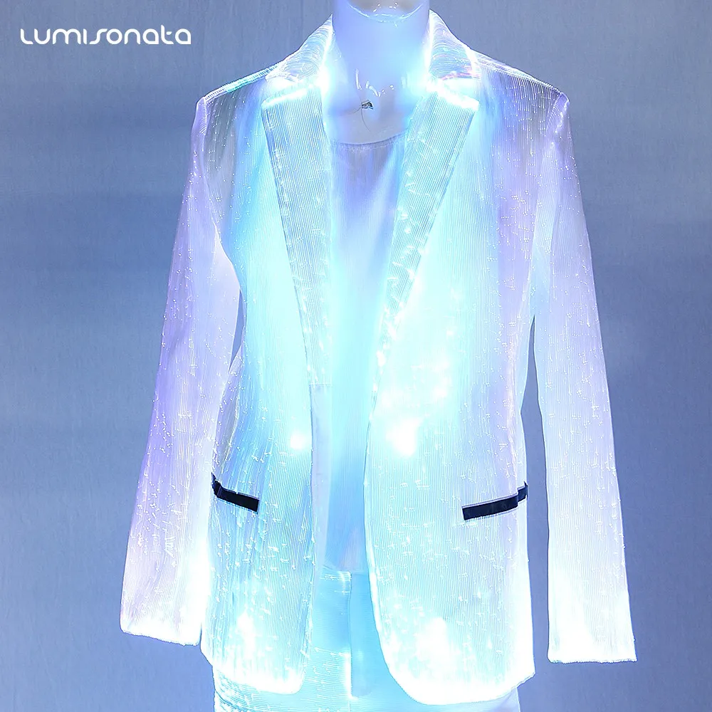 2019 Cool Design Led Light Up Men Suit Jacket Luminous Fiber Optic Men