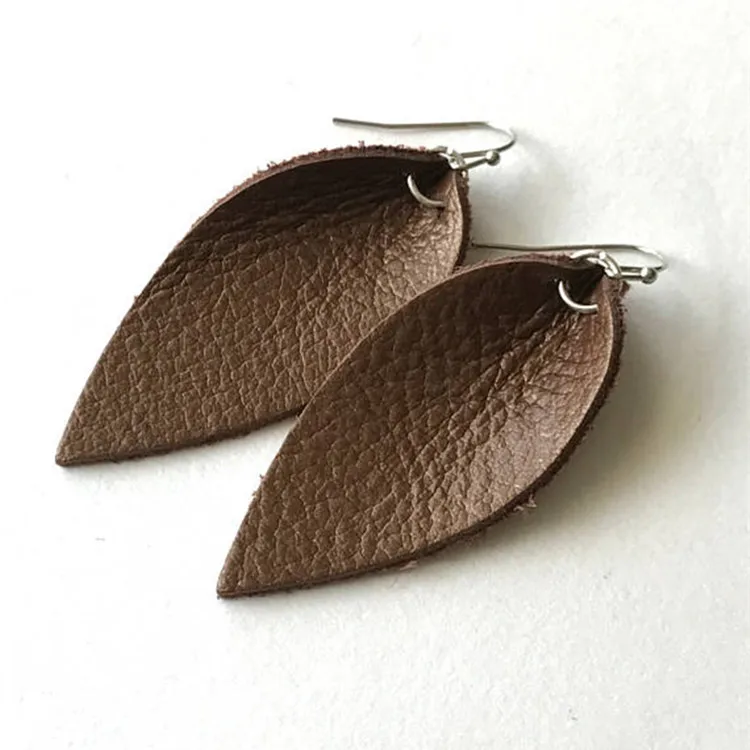 

Boho Drop Jewelry Earring Modern Dangle Earrings Leather Leaf Earrings, As picture