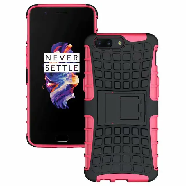 shockproof TPU+PC 2in1 tire pattern bracket cover phone case For 1+5 1+6