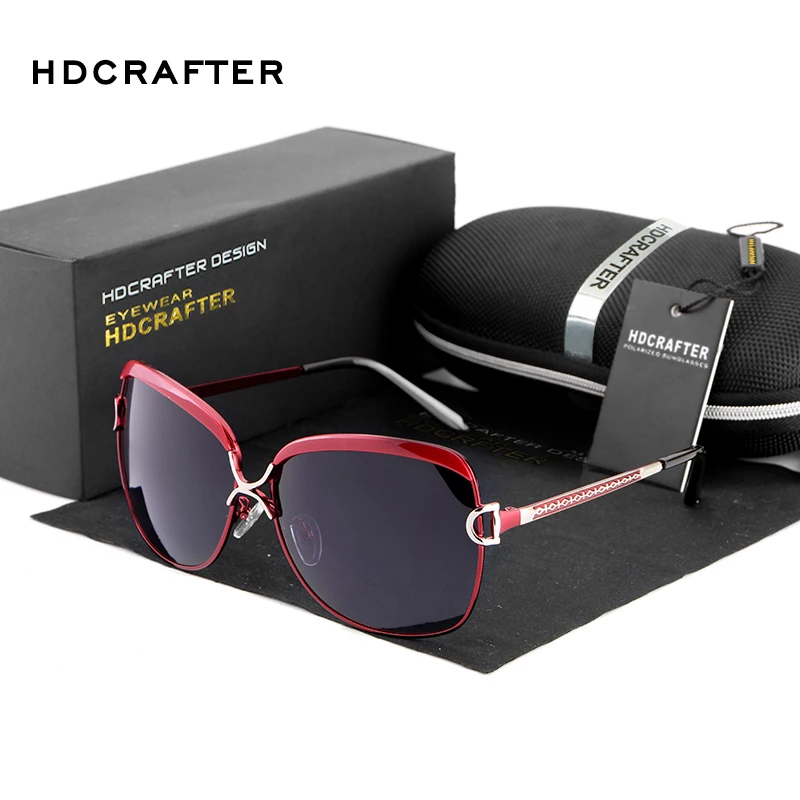 

HDCRAFTER Polarized Ladies Sunglasses Women Gradient Lens Round Sun glasses Square Luxury Brand oculos lunette de soleil femme