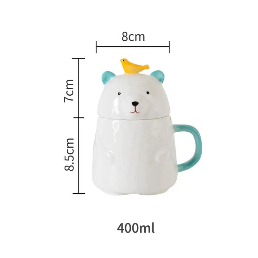 

Creative cute cartoon with lid coffee milk mark ceramic cup