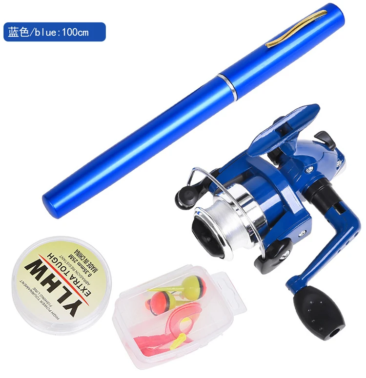 2Mini Portable Pocket Fish Pen Aluminum Alloy Fishing Rod Pole Reel Combos Set 