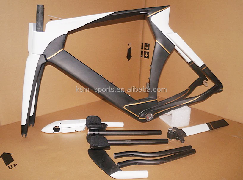 

white color mechanical cable system 2015 classic tt frame carbon time trial frameset