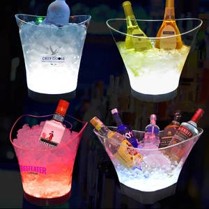 2019 new product clear acrylic plastic beer wine champagne led ice bucket for nightclub party