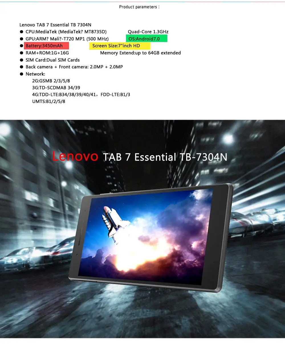 New 4g Tablet With Sim Card Lenovo Tb7304n 7.0 Inch Tablet Touch