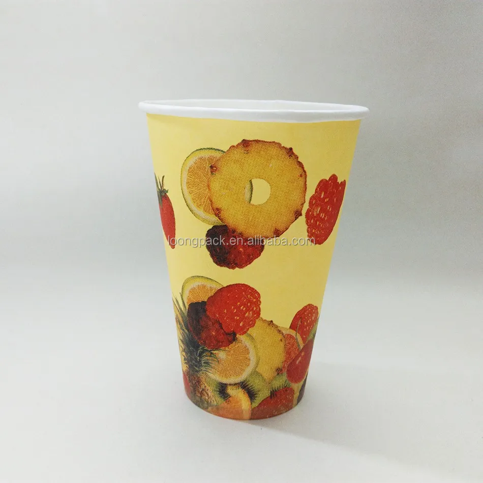 12 oz Cold Fruit Juice Paper Cup Cold Drink Double Pe Coated Paper Cup ...