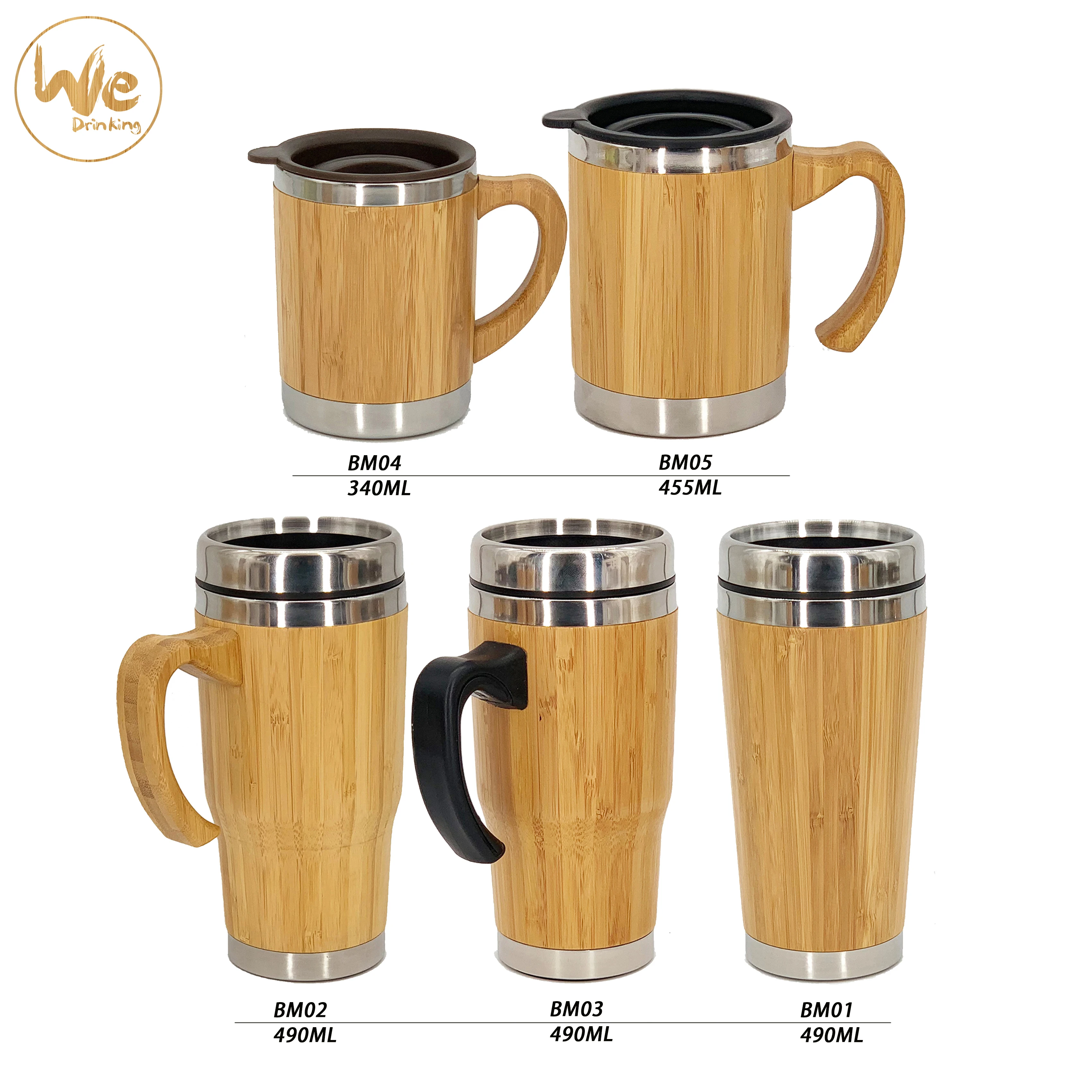 
BS04 19oz 550ml Insulated Bamboo Tea Mug Tumbler with Strainer Infuser for Loose Leaf Tea Coffee and Fruit Water 