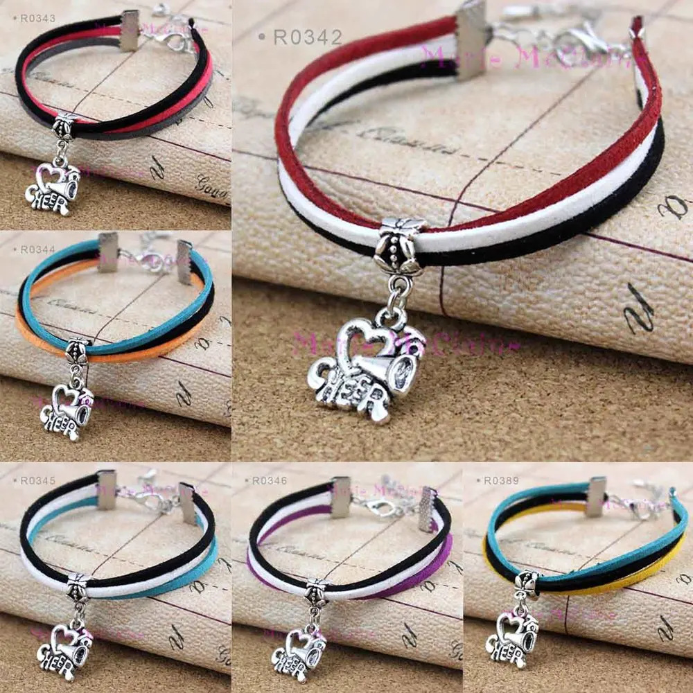 Whole I Love To Cheer Megaphone Dangle Charm Bracelet R03813 Jpg