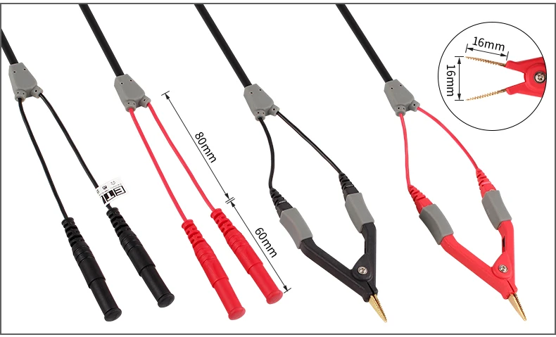 4 cables tipo microresistivity cable de plomo de prueba con 2 Kelvin Clip 