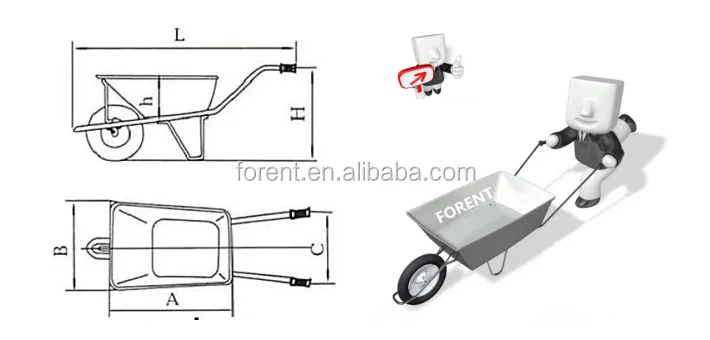 Pneumatic Wheel Type and Metal Tray Material heavy duty steel wheelbarrow