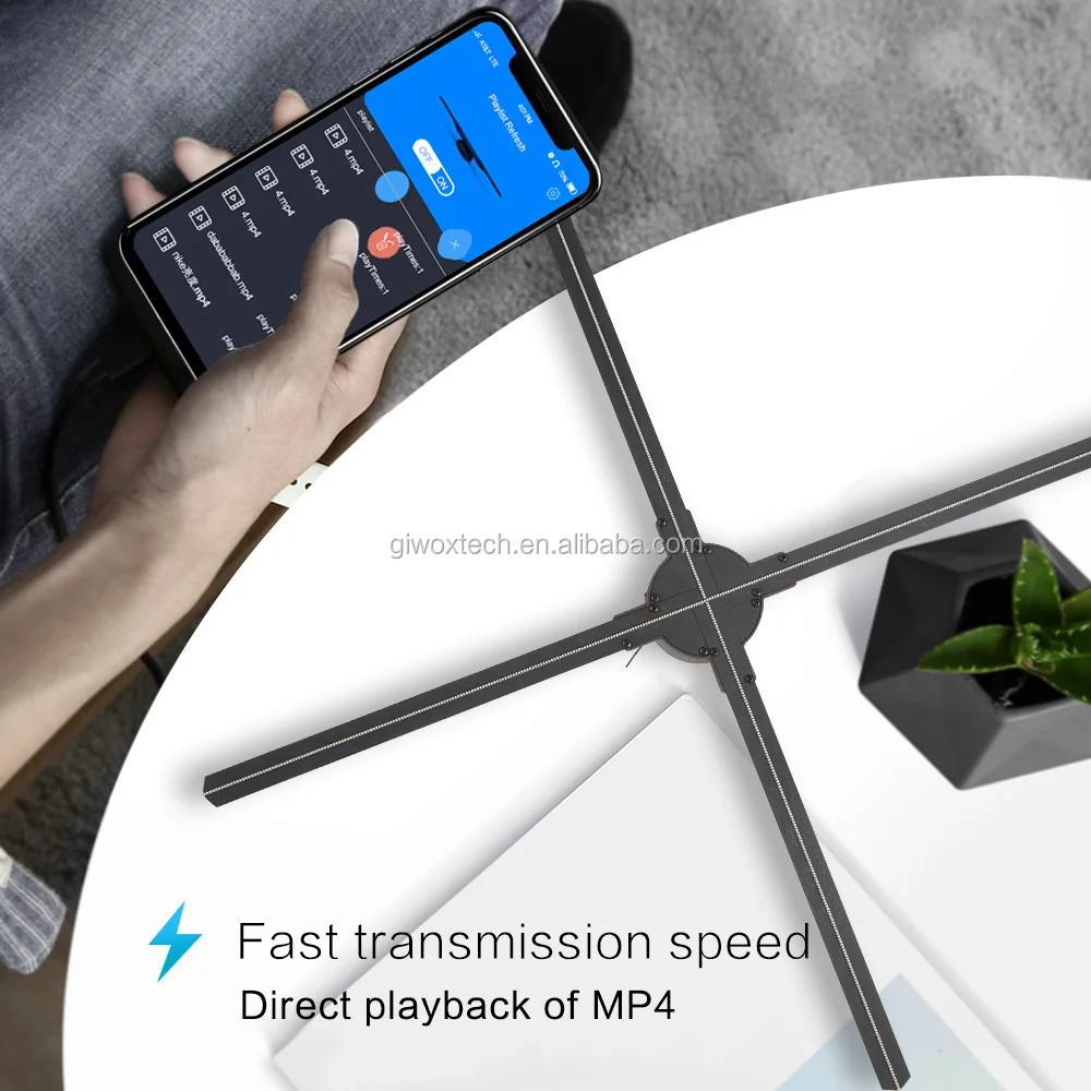 Giwox Holo 65hd 3d Hologram Projector 4 Blades 8gb Wifi Connected With