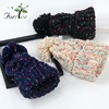Chunky fashion teenager student style girls knitted hats with fur pom pom