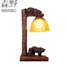 vintage bear lamp table lighting bedside use with wildlife design glass shade