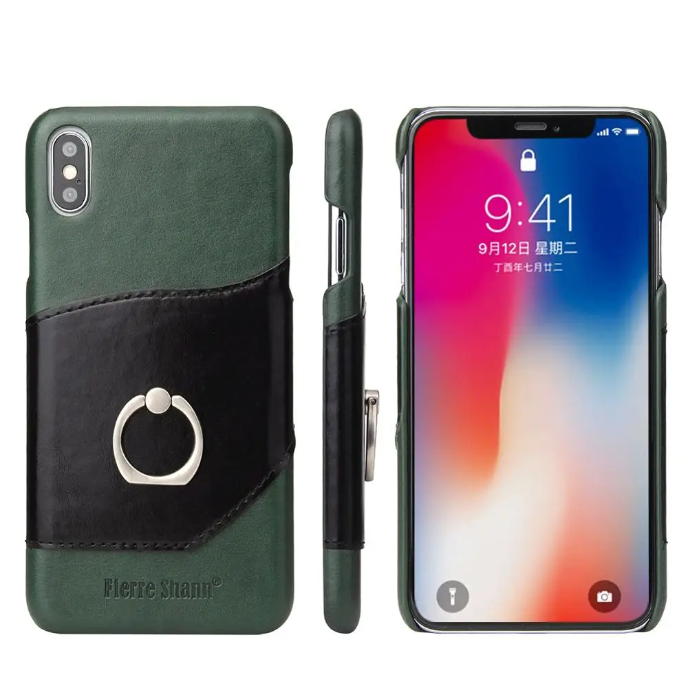 

Leather Back Cover with Stand Wallet Case for iPhone XS Max, Black+green;light+dark brown;red+light brown