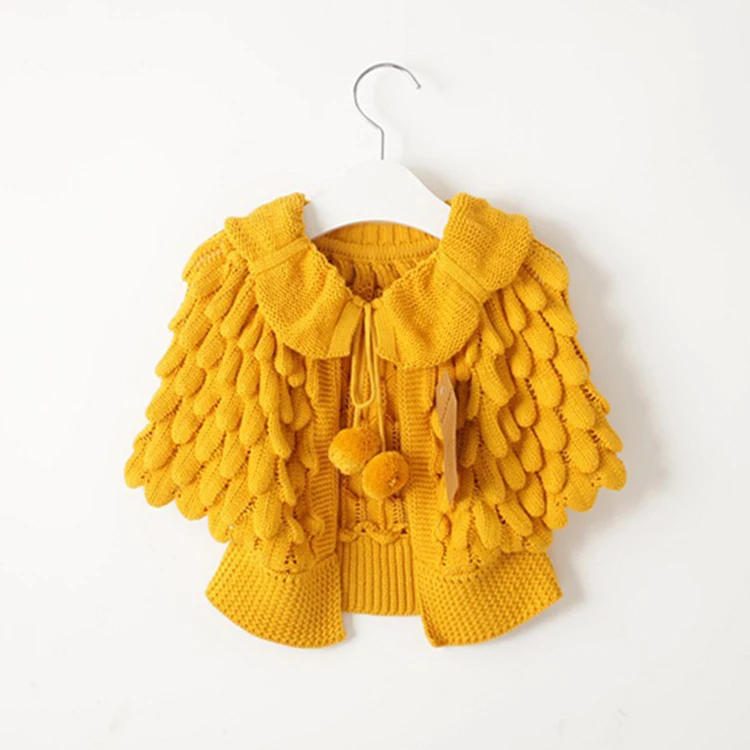 

Stylish Princess design high quality yellow baby kids girls poncho cape coats