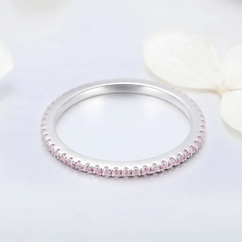 

925 Sterling Silver High Quality Circle Clear CZ Geometric Stackable Rings for Women